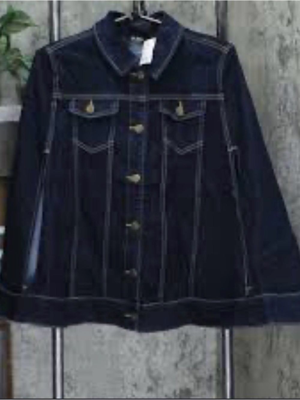 SHEIN Dark Blue Denim Jacket with Contrast Stitching
